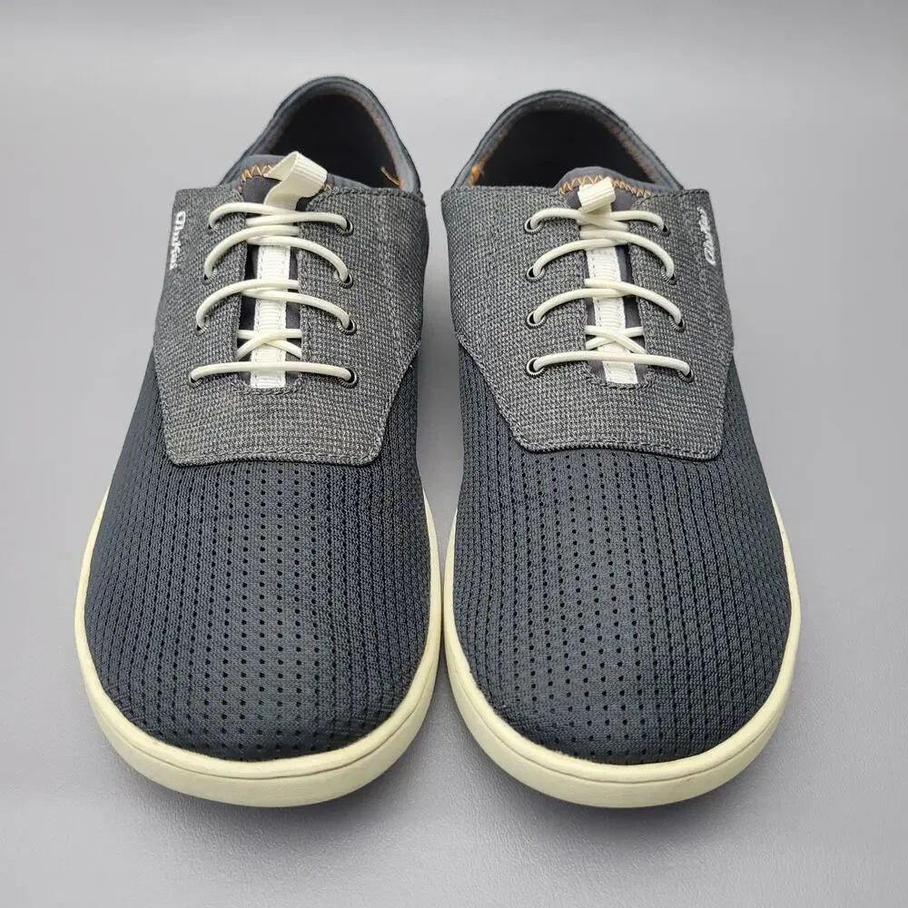 Olukai Nohea Moku Men's Casual Slip On Boat Shoes Size 9 Gray Black